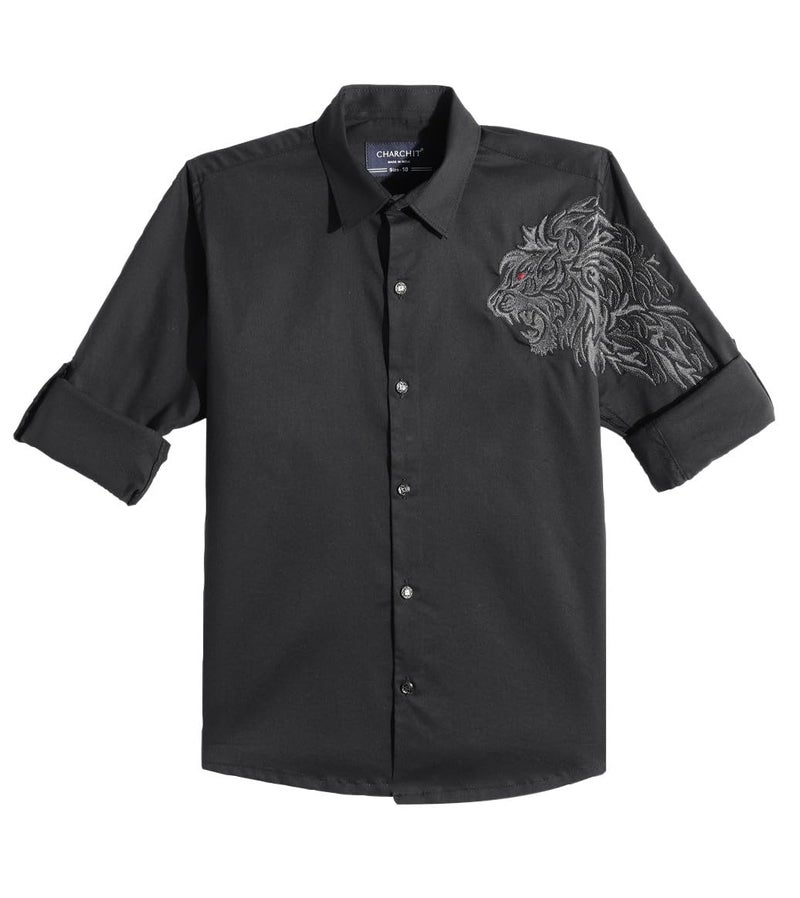 CHARCHIT Boys Full Sleeves Embroidered Shirt - Image 2